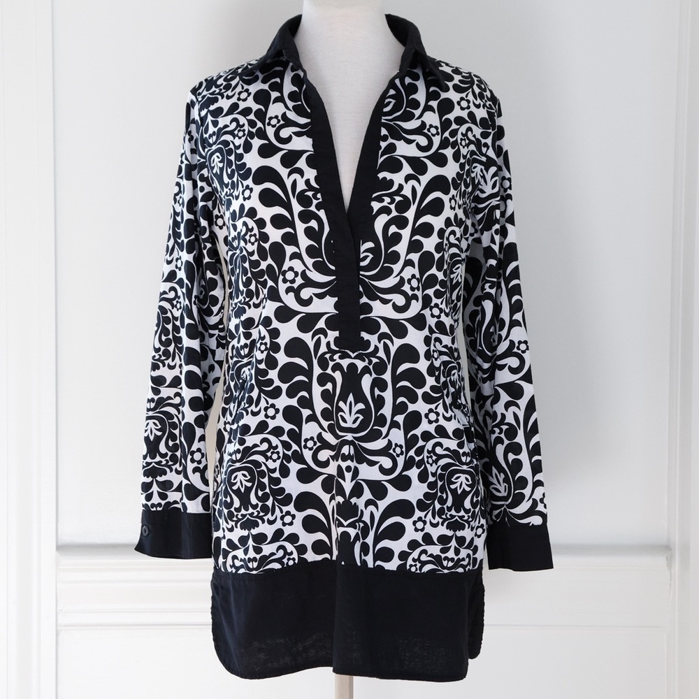 Tommy Bahama Women’s Black & White Print Tunic Top Cover-up Size Small